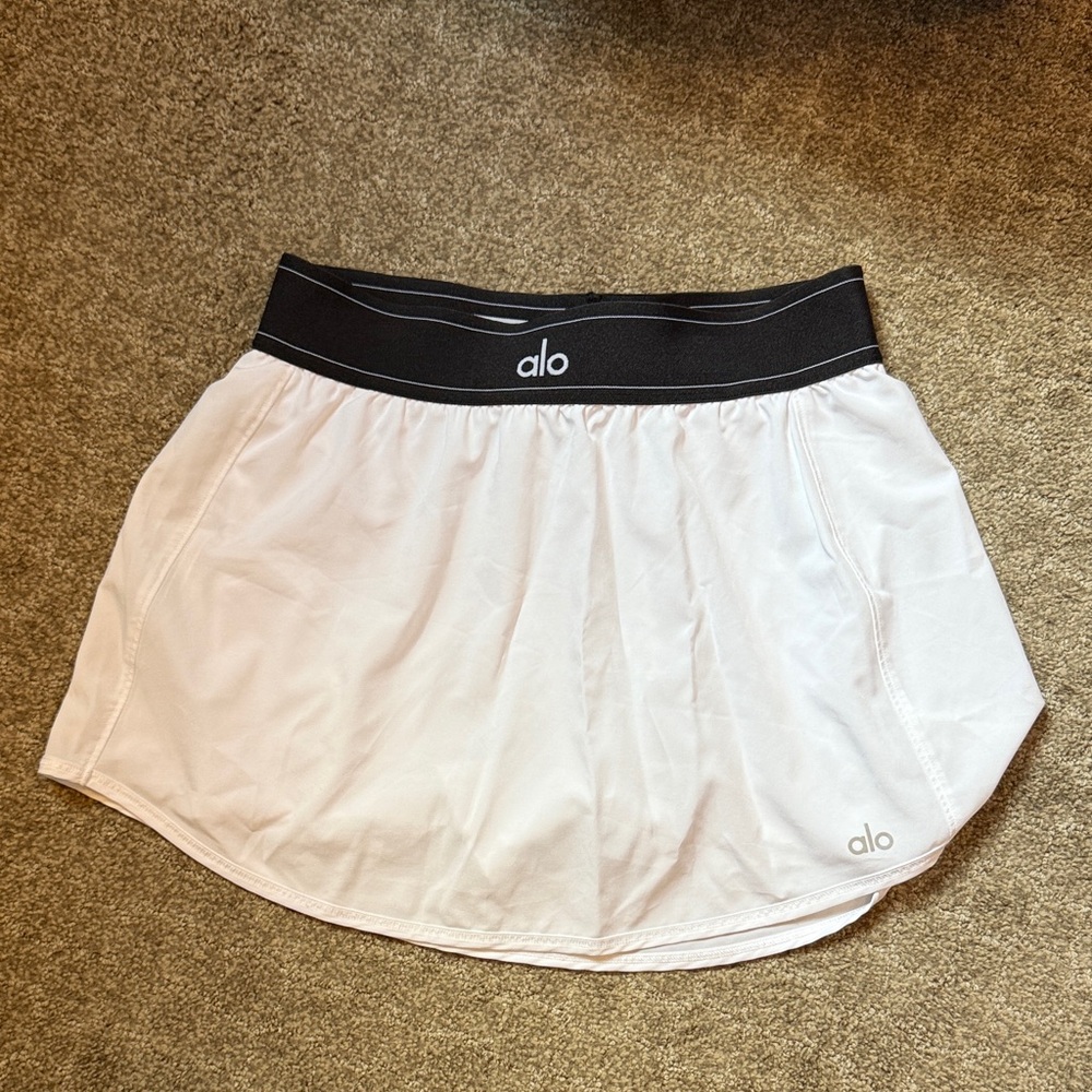 ALO Match Point Women's Black and White Mini Skirt